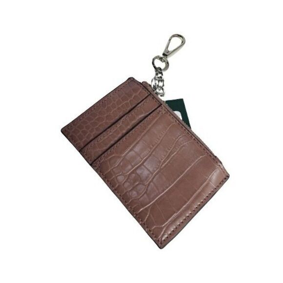 Women's Croc Embossed Mini Wallet Coin Pouch Brown NWT - Picture 1 of 4